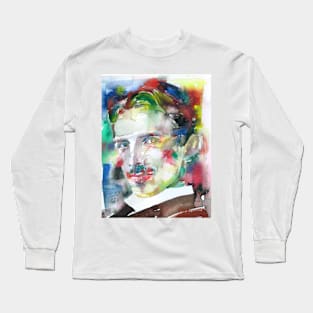 NIKOLA TESLA watercolor portrait .4 Long Sleeve T-Shirt